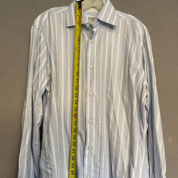 Gianfranco Ferré Studio Men’s Blue/White Striped Dress Shirt 16/41 100% Cotton - Picture 4 of 9